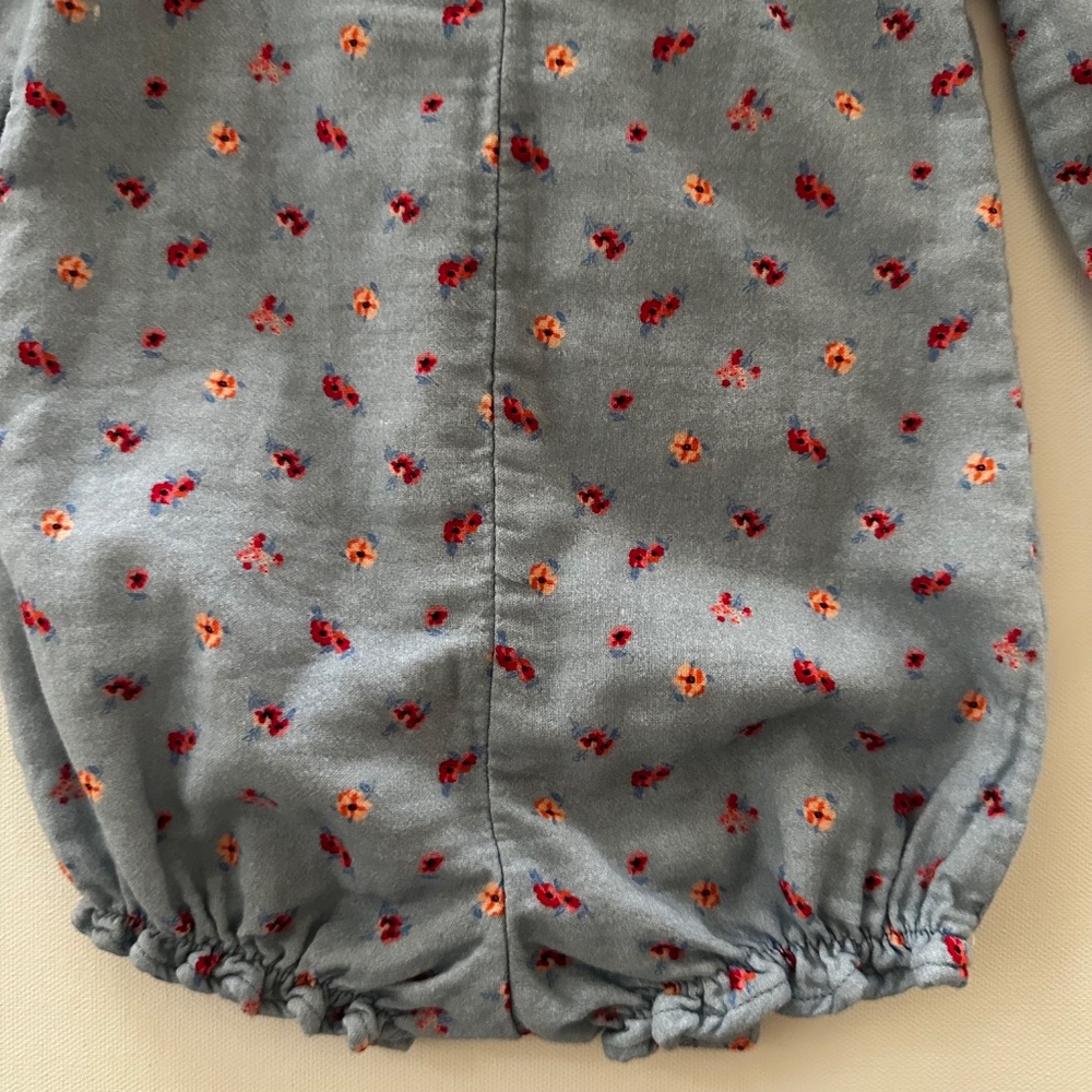 Janie and Jack 12-18 Months Baby Girl Blue Floral Long Sleeve Romper - Picture 5 of 6